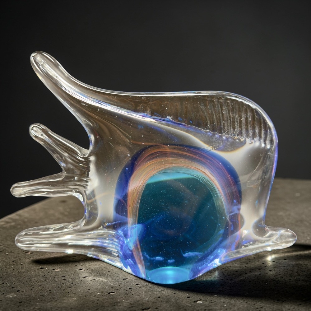 Venetian Hand Blown Art Glass Fish‎ Figurine Swirl Tropical Fish Paperweight VTG